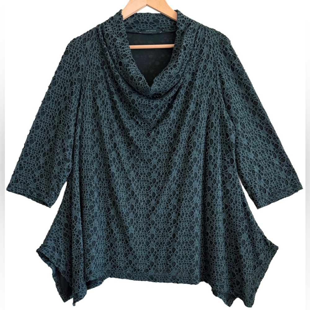 CUT LOOSE Boho Lagenlook Minimalist Lightweight Casual Cowl-Neck Top Size 1X